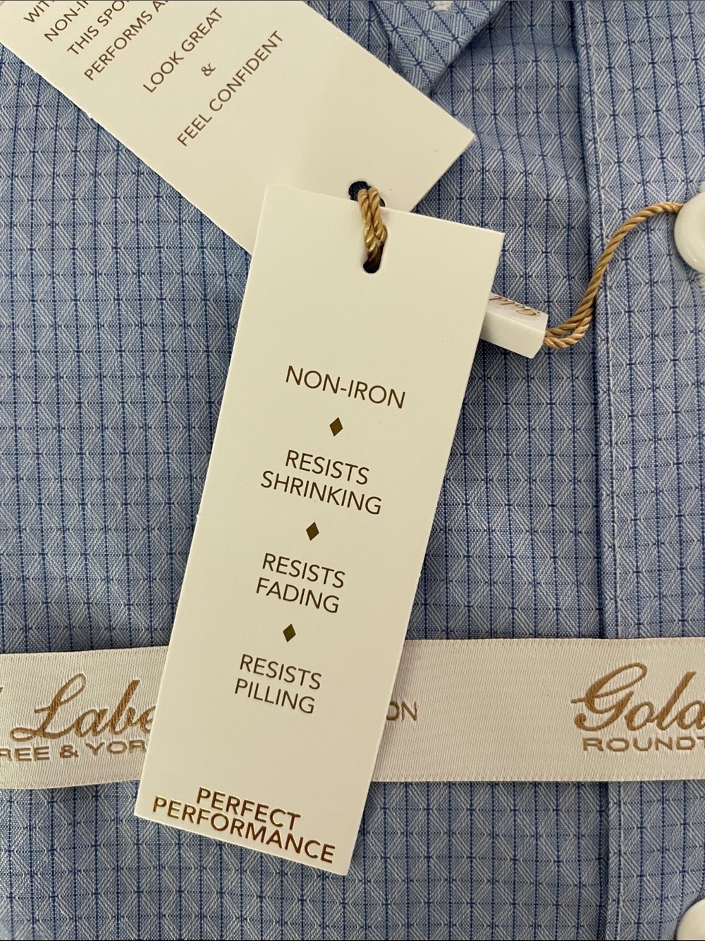 Roundtree & Yorke Light Blue Micro-Check Dress Shirt - Picture 7 of 7